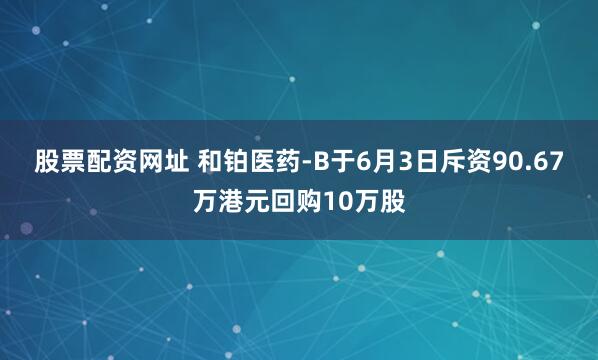 股票配资网址 和铂医药-B于6月3日斥资90.67万港元回购10万股