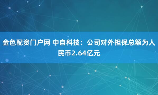 金色配资门户网 中自科技：公司对外担保总额为人民币2.64亿元